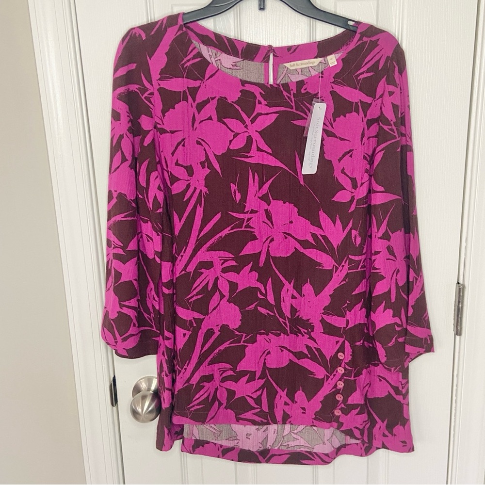 Soft Surroundings Oceo Gauze Tunic Tropical Fuchsia NEW with Tags Size Medium